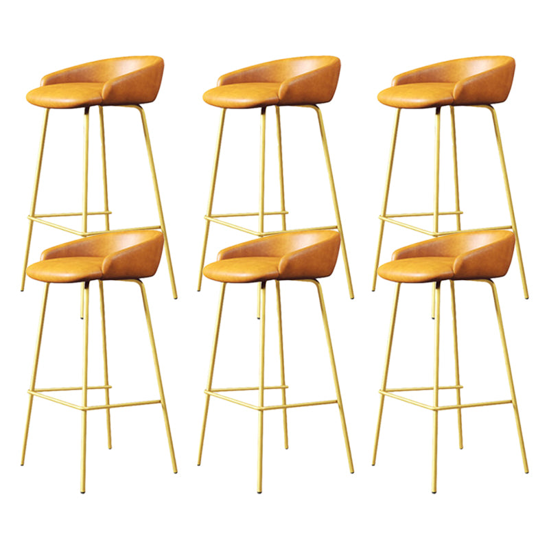 Modern Armless Backrest Counter Stool Iron Bar Stool with Cushion for Milk Tea Shop