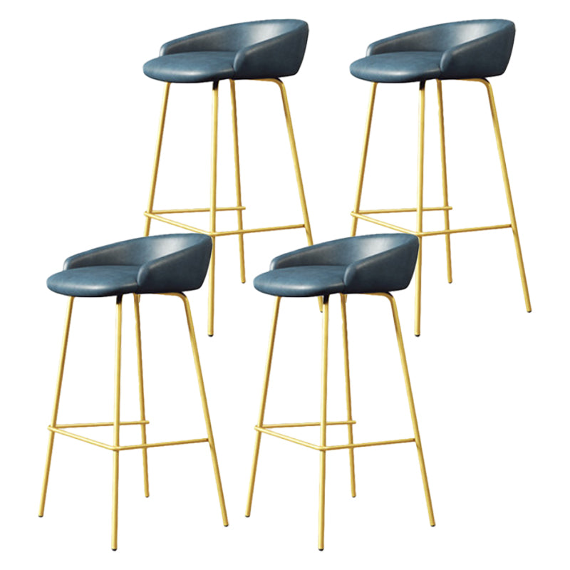 Modern Armless Backrest Counter Stool Iron Bar Stool with Cushion for Milk Tea Shop