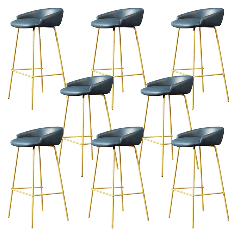 Modern Armless Backrest Counter Stool Iron Bar Stool with Cushion for Milk Tea Shop
