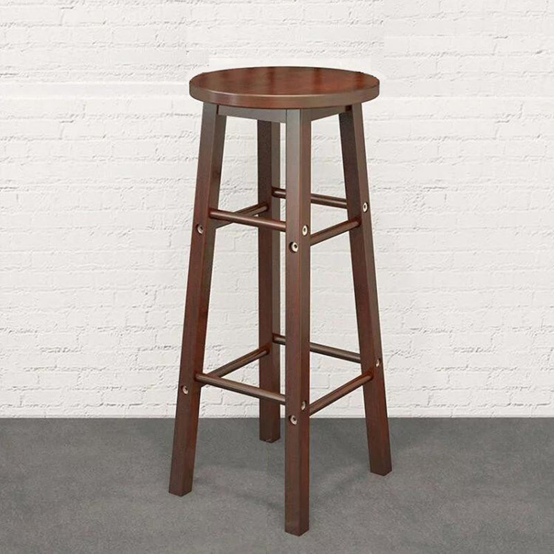 Industrial Wooden Counter Height Stools with Footrest Bar Stool