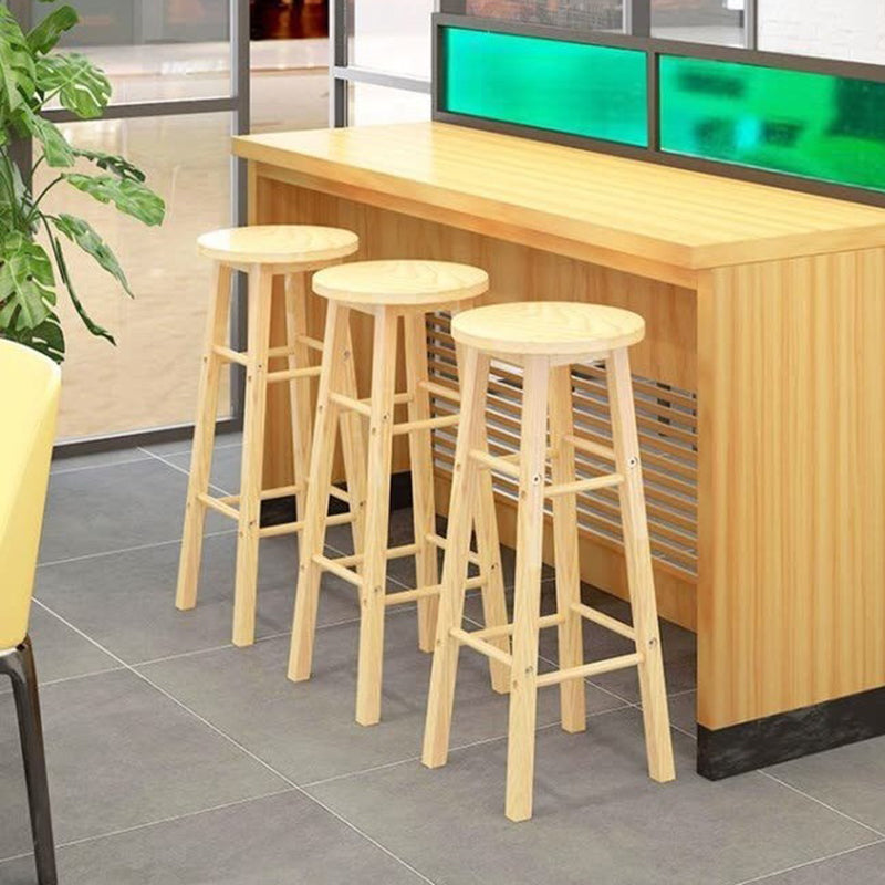 Industrial Wooden Counter Height Stools with Footrest Bar Stool
