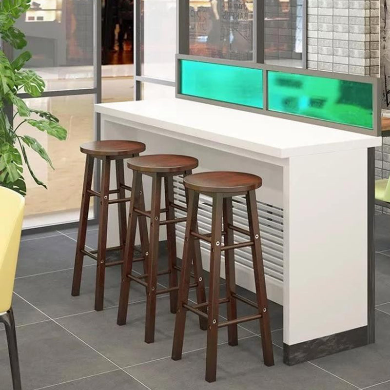 Industrial Wooden Counter Height Stools with Footrest Bar Stool