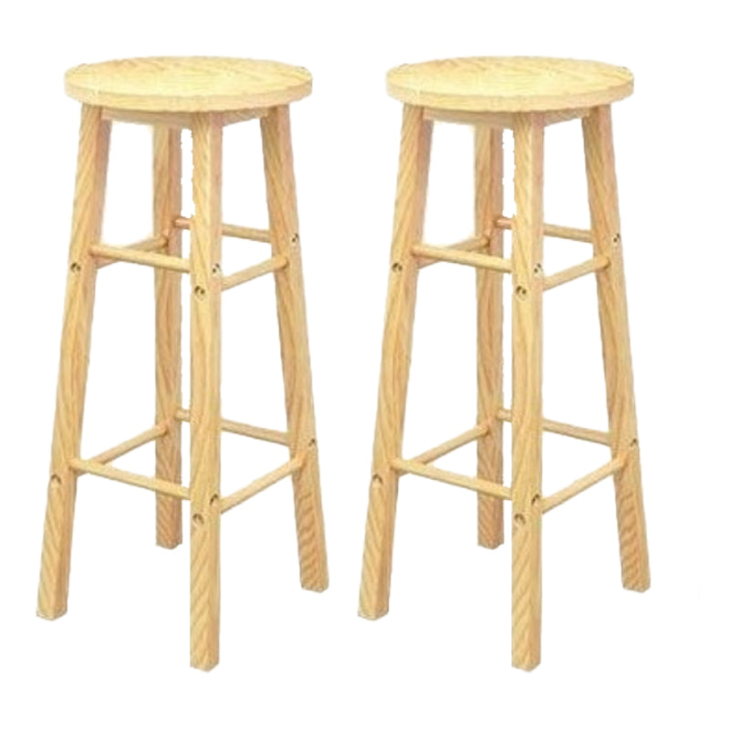 Industrial Wooden Counter Height Stools with Footrest Bar Stool