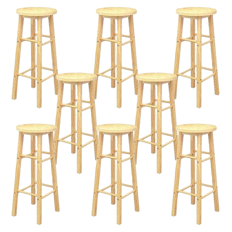 Industrial Wooden Counter Height Stools with Footrest Bar Stool