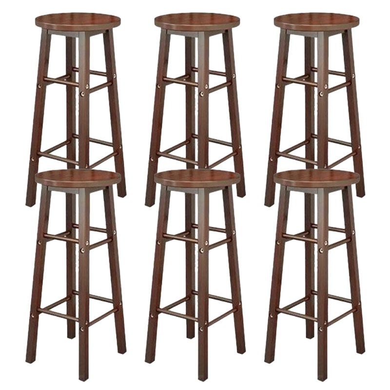 Industrial Wooden Counter Height Stools with Footrest Bar Stool