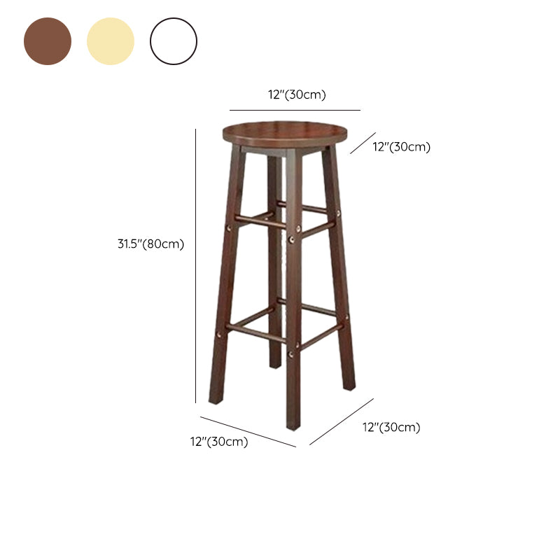 Industrial Wooden Counter Height Stools with Footrest Bar Stool