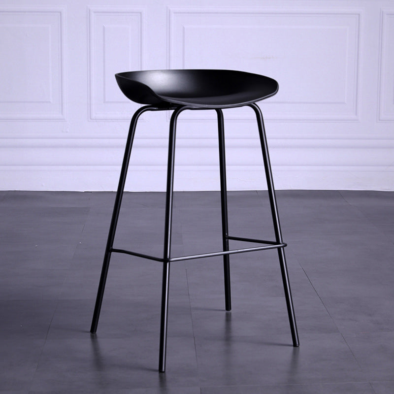 Contemporary Metal Counter Height Stools Low Back Bar Stool with Footrest