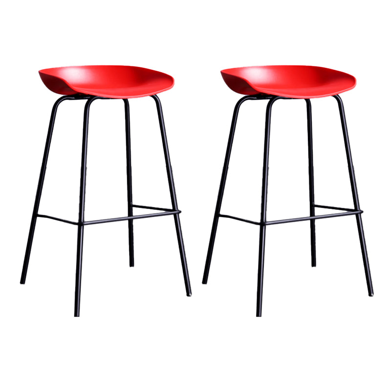 Contemporary Metal Counter Height Stools Low Back Bar Stool with Footrest