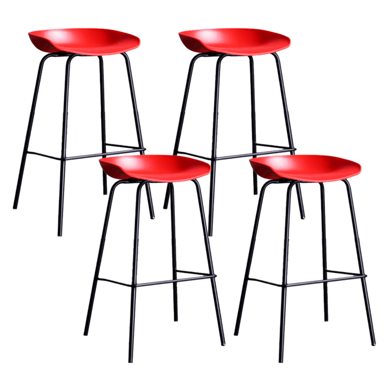 Contemporary Metal Counter Height Stools Low Back Bar Stool with Footrest