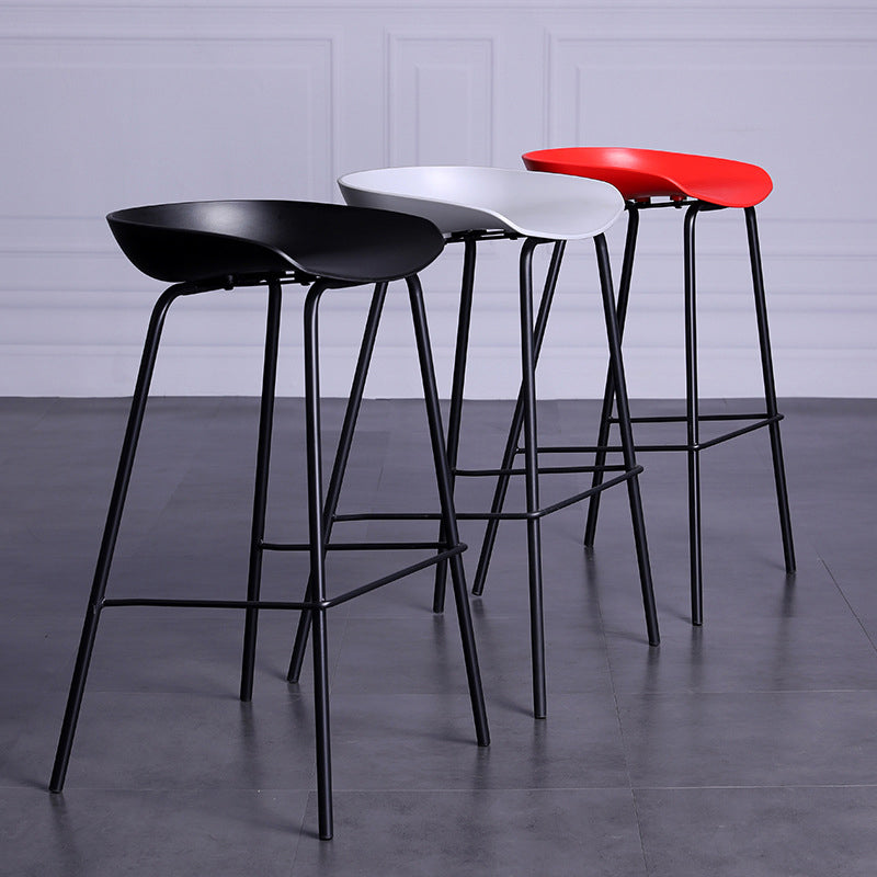 Contemporary Metal Counter Height Stools Low Back Bar Stool with Footrest