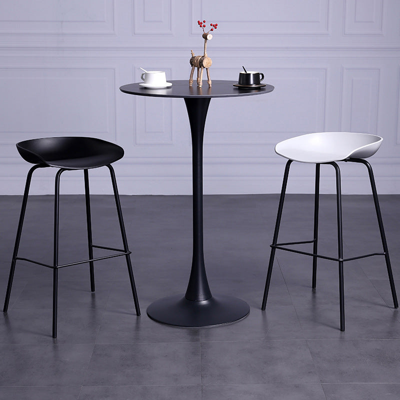 Contemporary Metal Counter Height Stools Low Back Bar Stool with Footrest