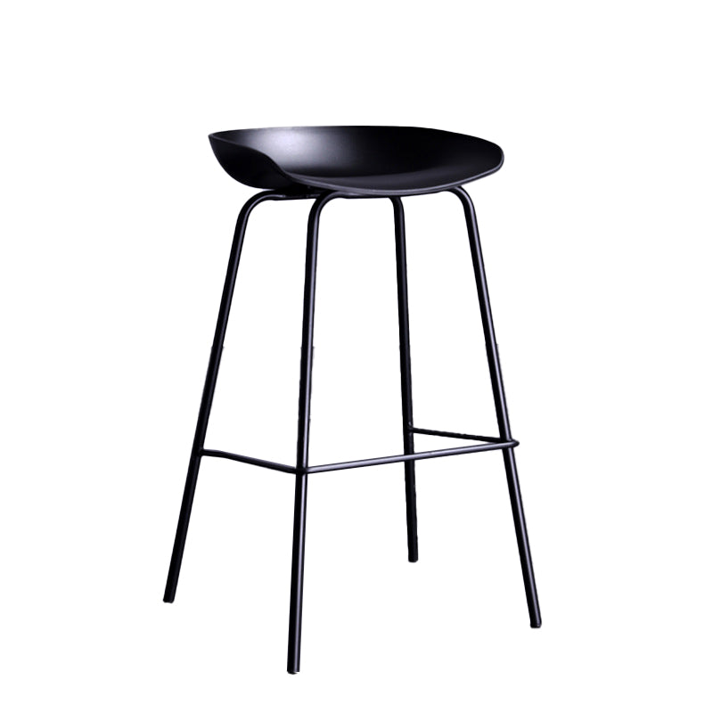 Contemporary Metal Counter Height Stools Low Back Bar Stool with Footrest