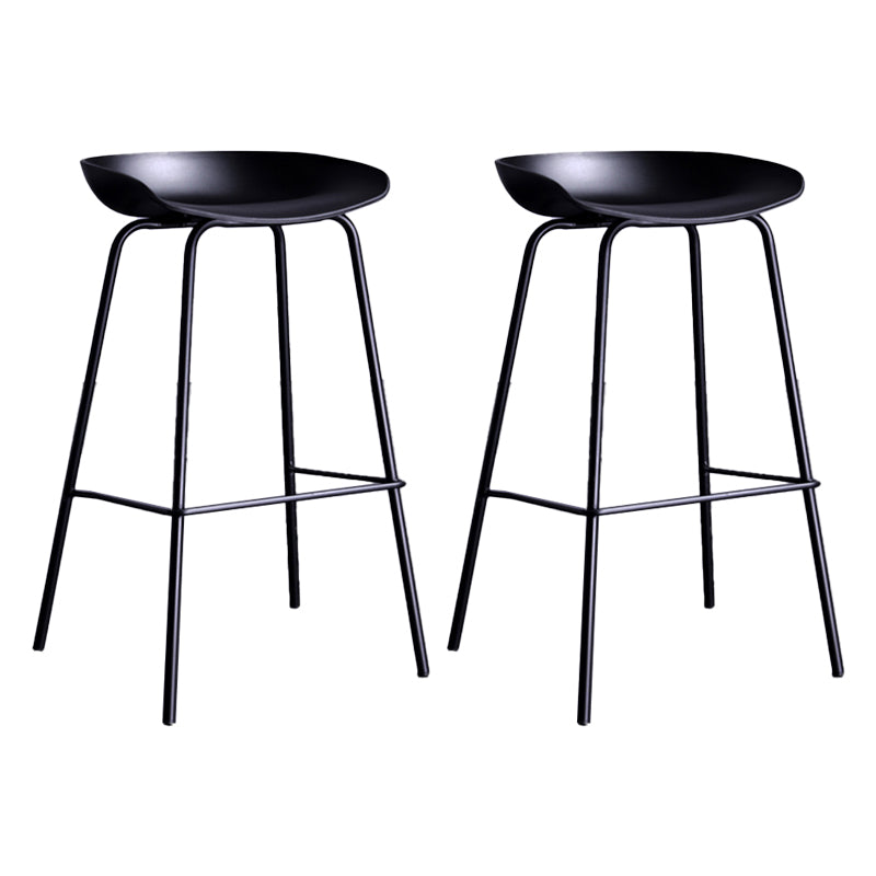 Contemporary Metal Counter Height Stools Low Back Bar Stool with Footrest