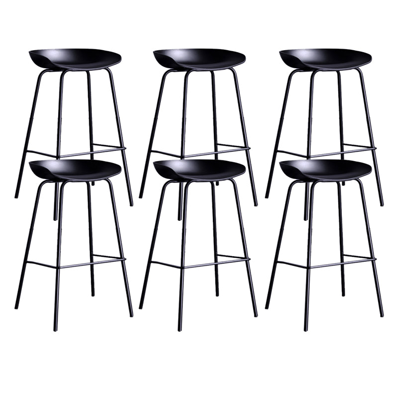 Contemporary Metal Counter Height Stools Low Back Bar Stool with Footrest