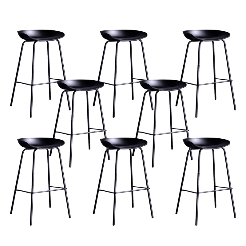 Contemporary Metal Counter Height Stools Low Back Bar Stool with Footrest