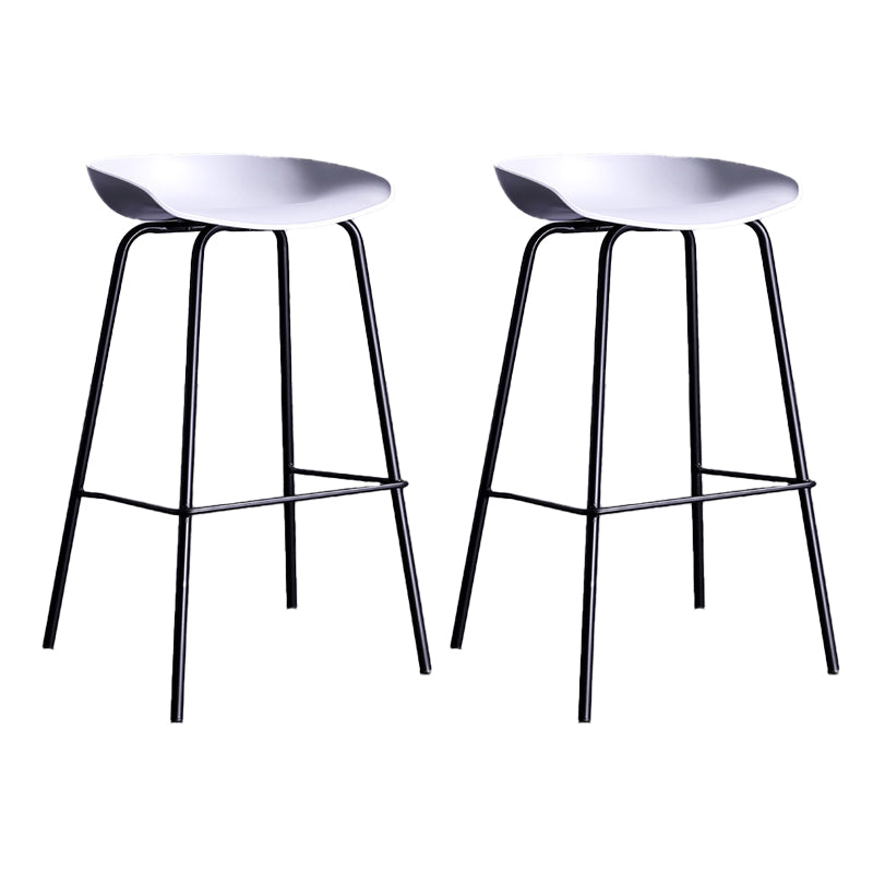 Contemporary Metal Counter Height Stools Low Back Bar Stool with Footrest