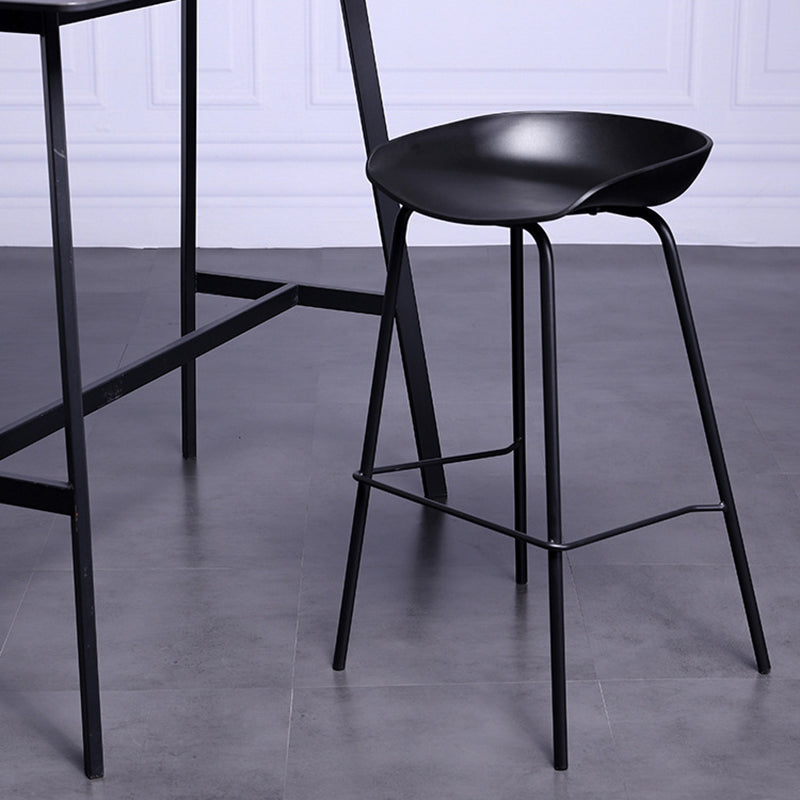 Contemporary Metal Counter Height Stools Low Back Bar Stool with Footrest