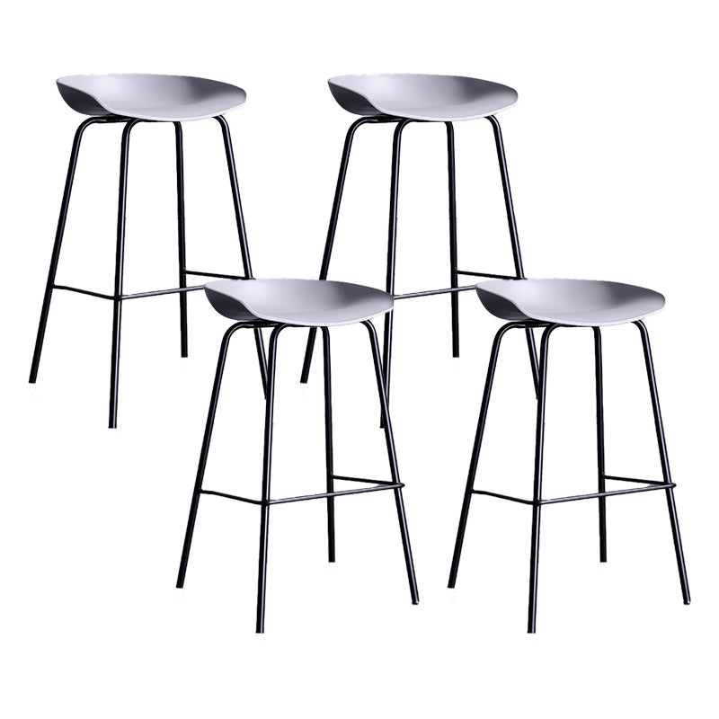 Contemporary Metal Counter Height Stools Low Back Bar Stool with Footrest