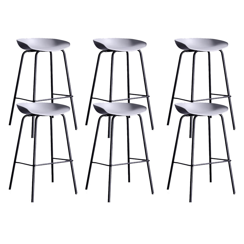 Contemporary Metal Counter Height Stools Low Back Bar Stool with Footrest