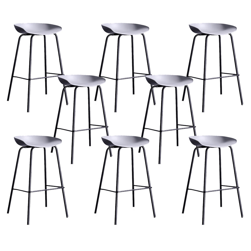 Contemporary Metal Counter Height Stools Low Back Bar Stool with Footrest