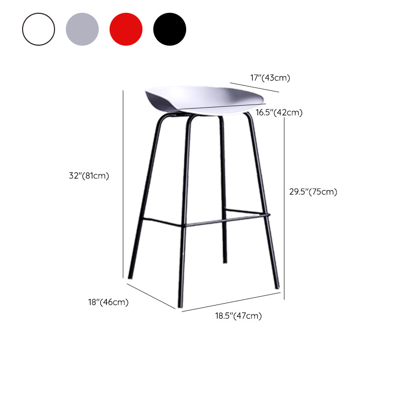 Contemporary Metal Counter Height Stools Low Back Bar Stool with Footrest
