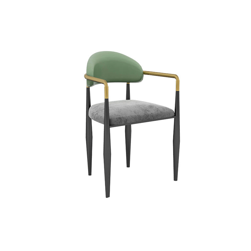 Modern Armless Backrest Counter Stool Iron Bar Stool with Cushion for Dining Room