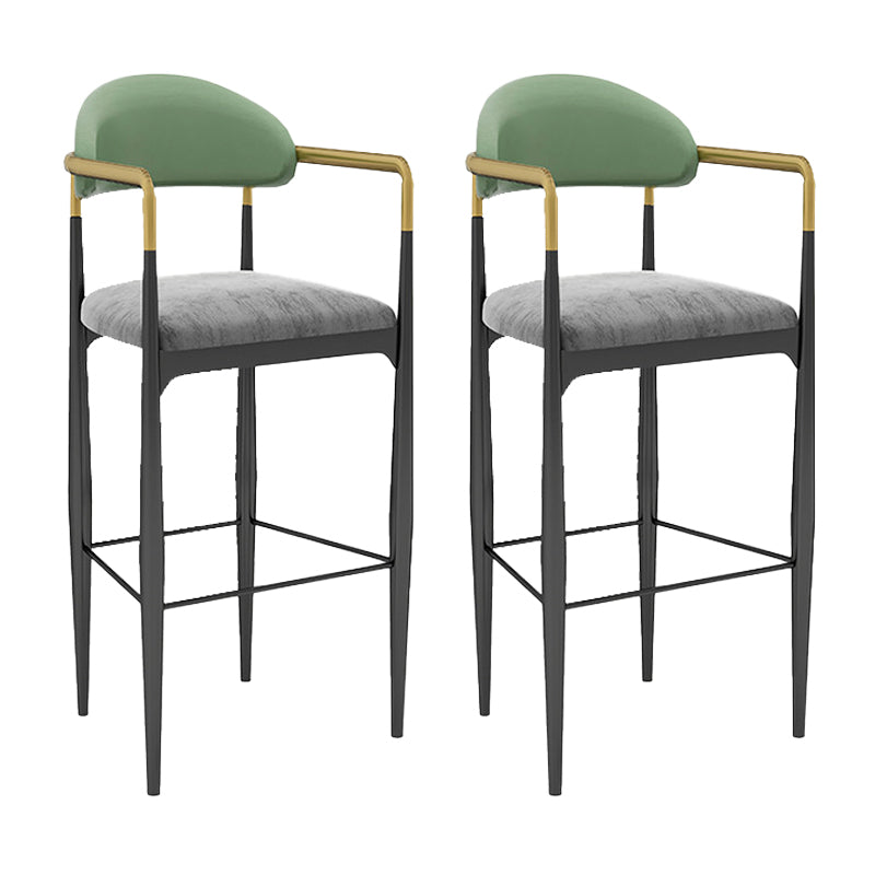Modern Armless Backrest Counter Stool Iron Bar Stool with Cushion for Dining Room