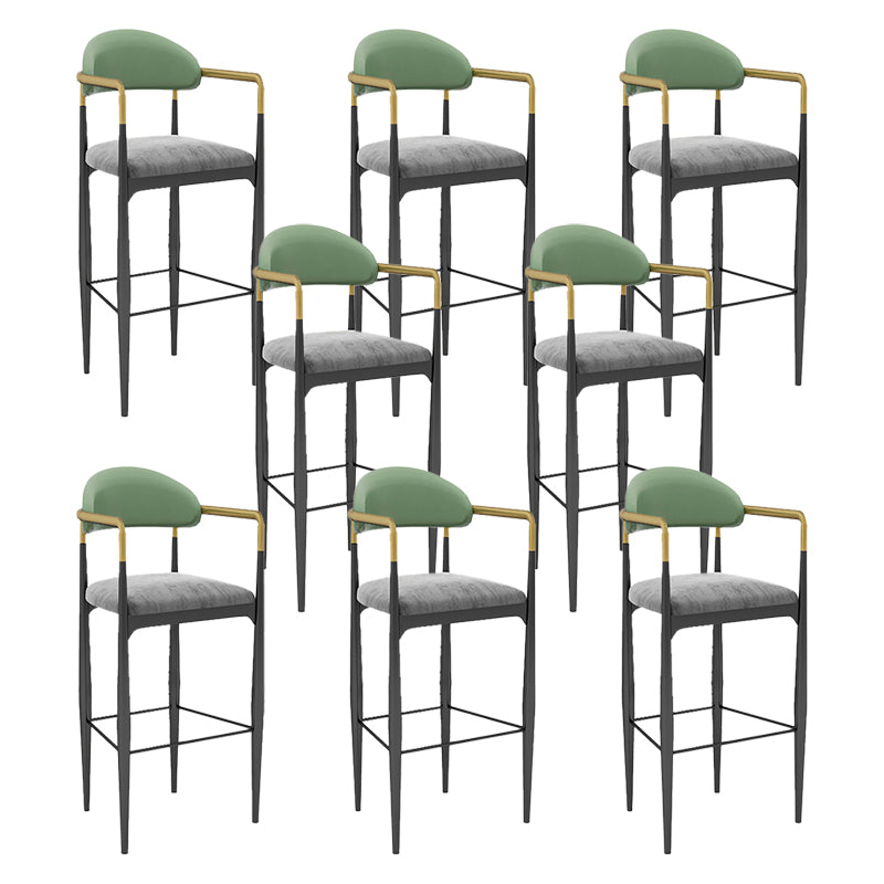 Modern Armless Backrest Counter Stool Iron Bar Stool with Cushion for Dining Room