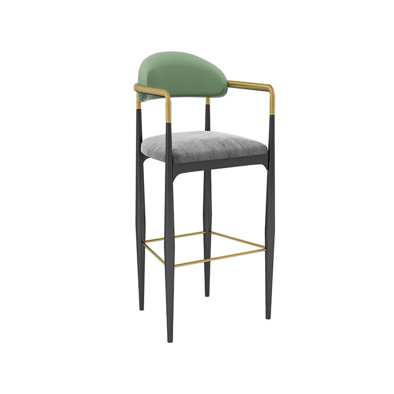 Modern Armless Backrest Counter Stool Iron Bar Stool with Cushion for Dining Room