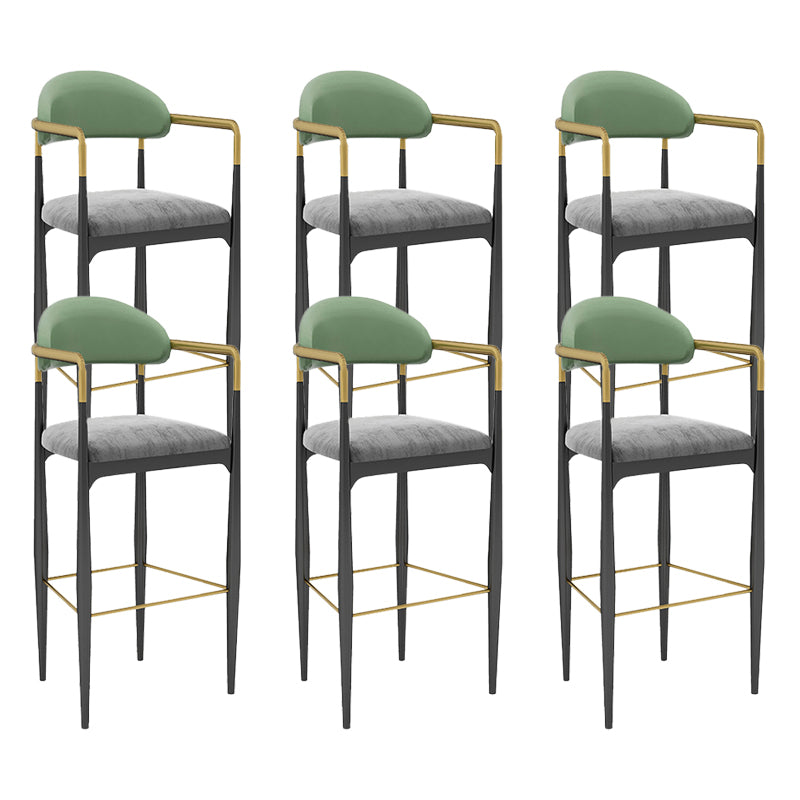 Modern Armless Backrest Counter Stool Iron Bar Stool with Cushion for Dining Room