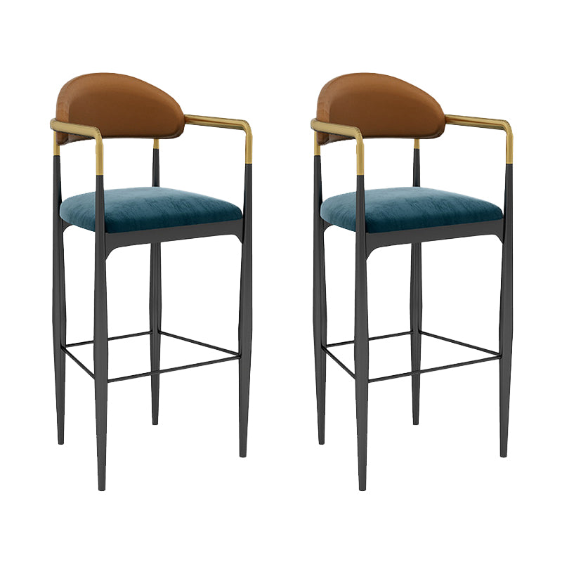Modern Armless Backrest Counter Stool Iron Bar Stool with Cushion for Dining Room