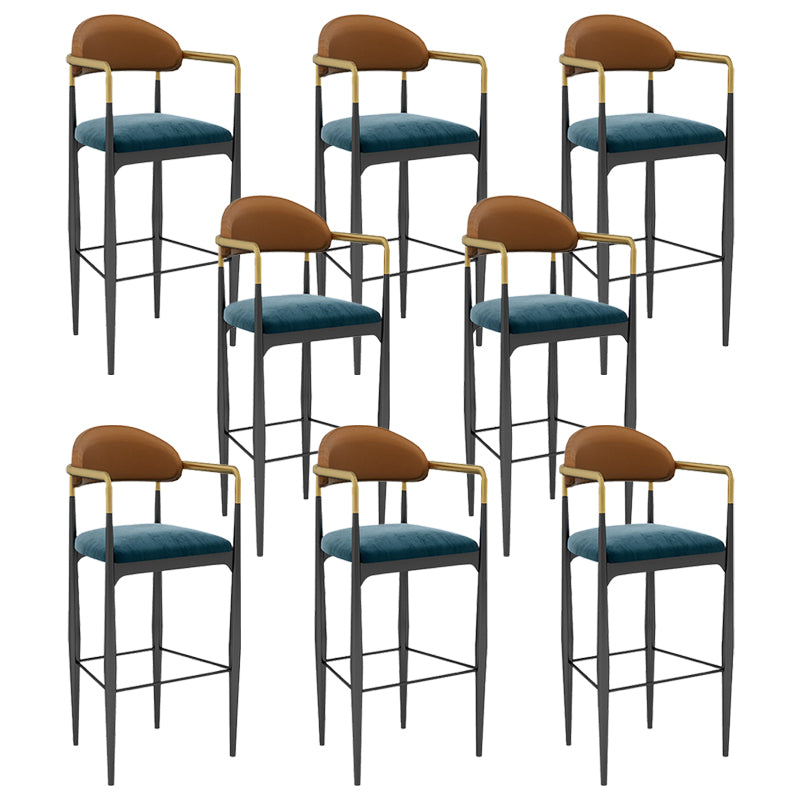 Modern Armless Backrest Counter Stool Iron Bar Stool with Cushion for Dining Room