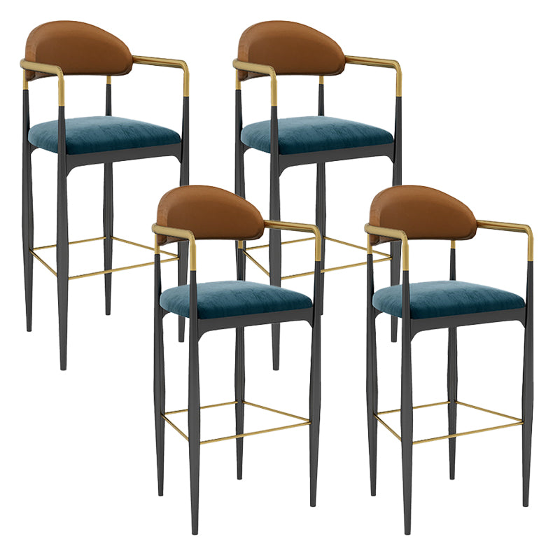 Modern Armless Backrest Counter Stool Iron Bar Stool with Cushion for Dining Room