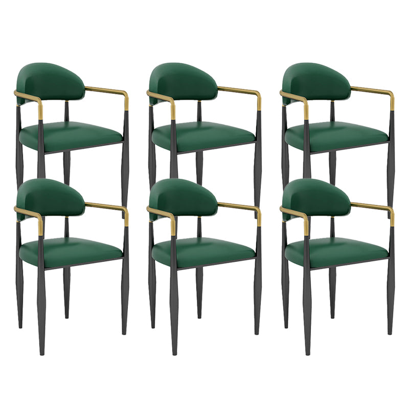 Modern Armless Backrest Counter Stool Iron Bar Stool with Cushion for Dining Room