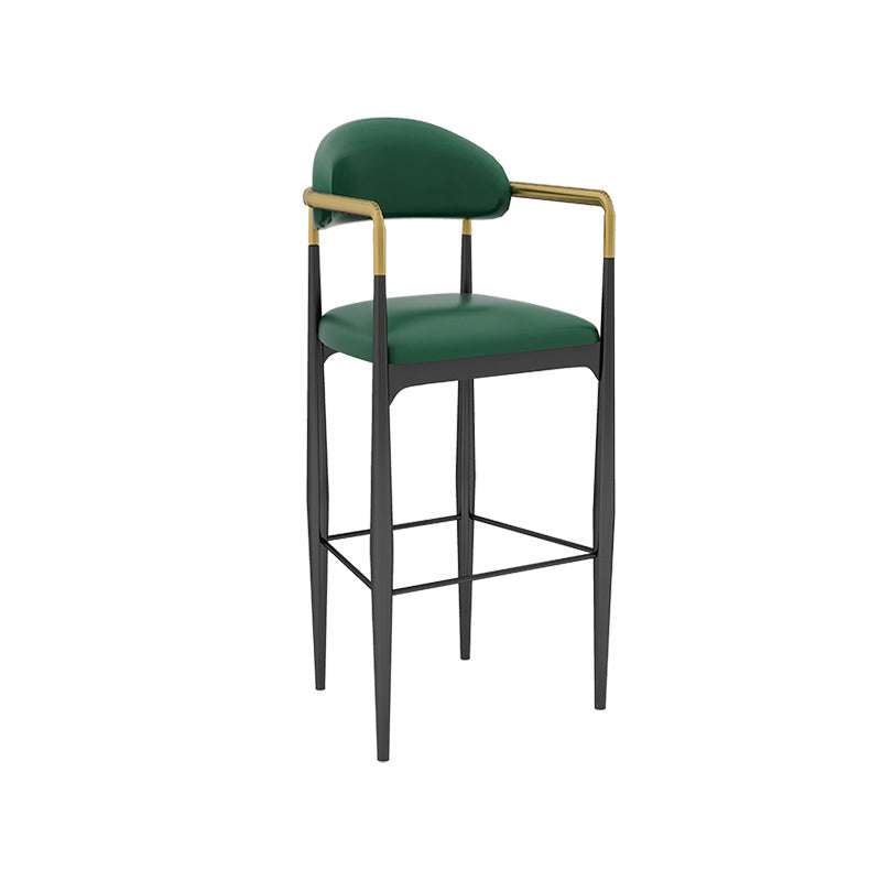 Modern Armless Backrest Counter Stool Iron Bar Stool with Cushion for Dining Room