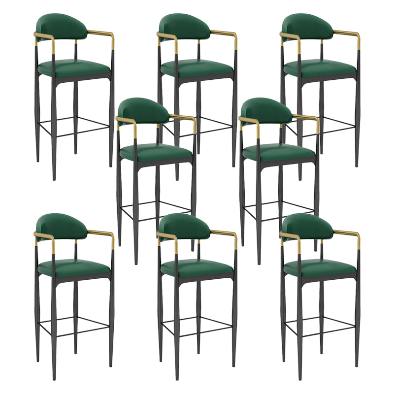 Modern Armless Backrest Counter Stool Iron Bar Stool with Cushion for Dining Room