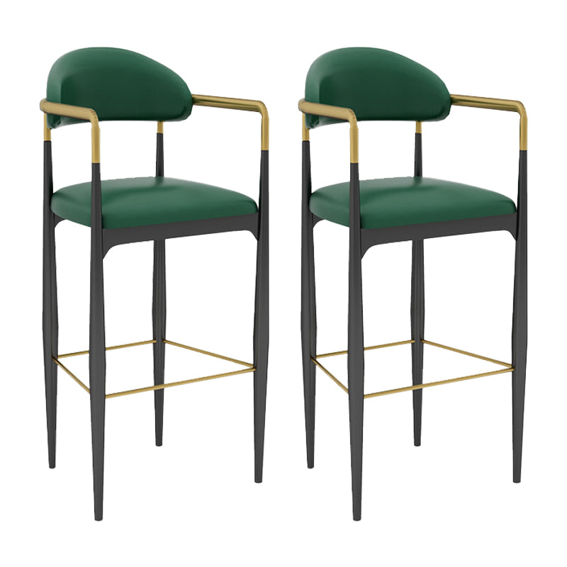 Modern Armless Backrest Counter Stool Iron Bar Stool with Cushion for Dining Room