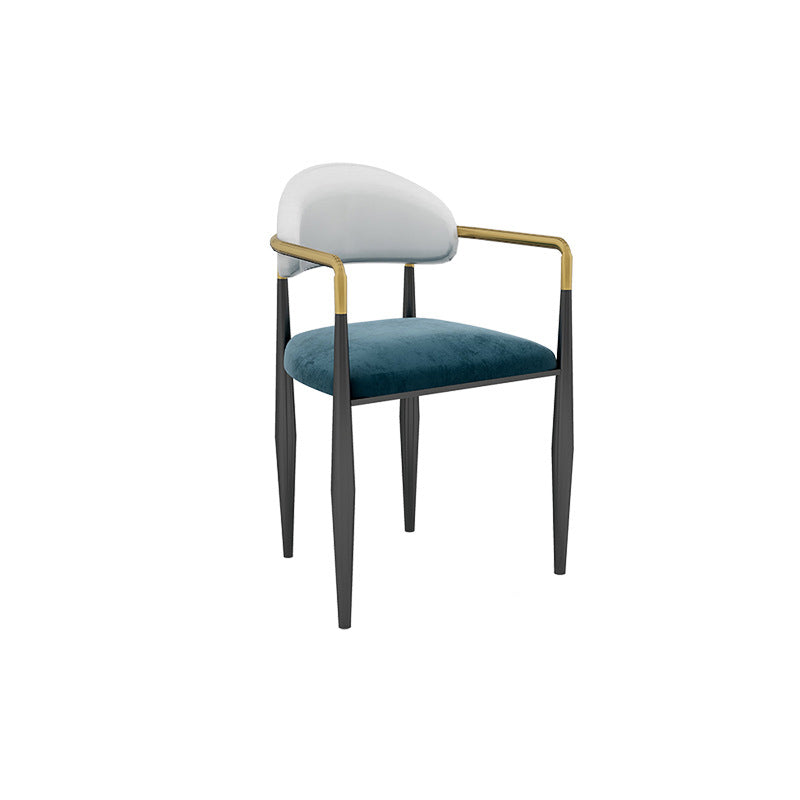 Modern Armless Backrest Counter Stool Iron Bar Stool with Cushion for Dining Room