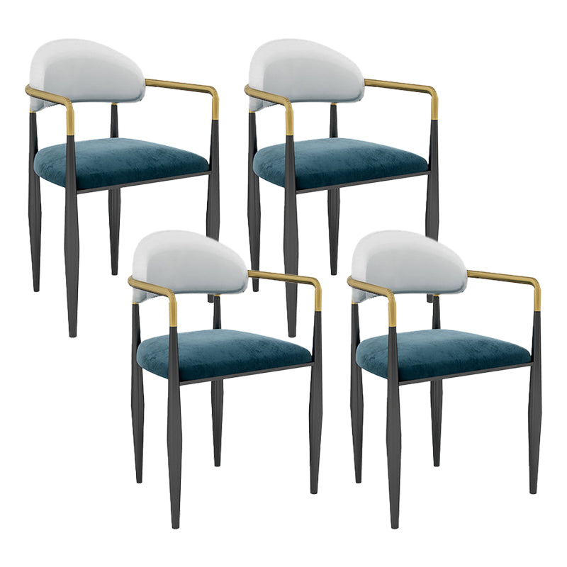 Modern Armless Backrest Counter Stool Iron Bar Stool with Cushion for Dining Room