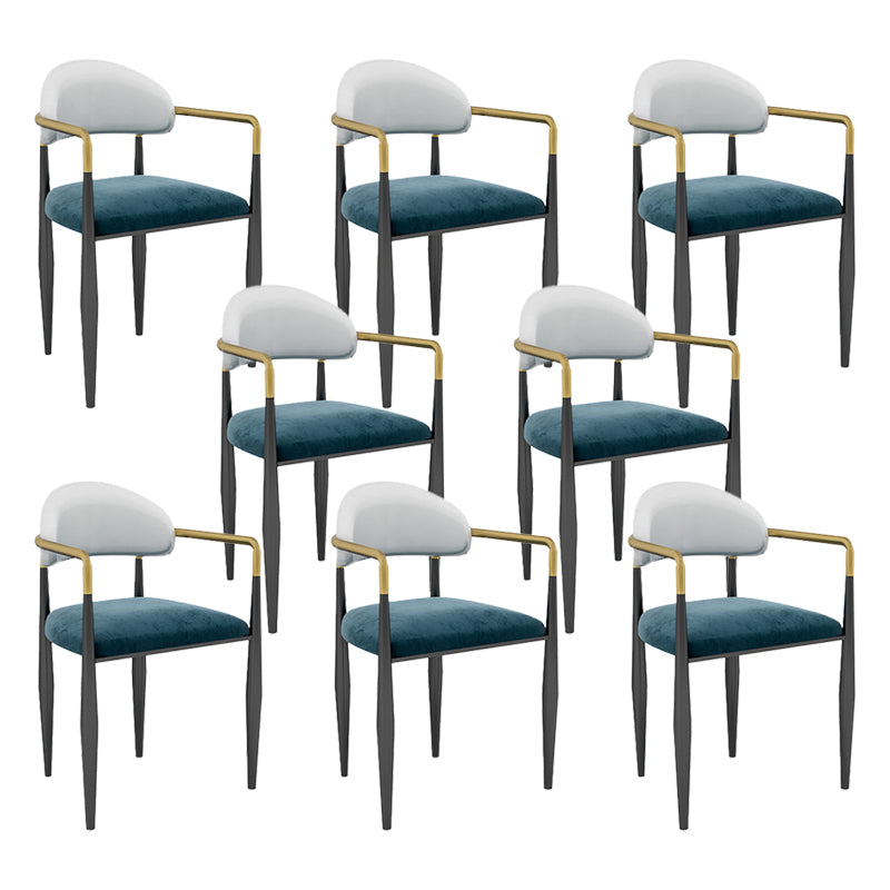 Modern Armless Backrest Counter Stool Iron Bar Stool with Cushion for Dining Room