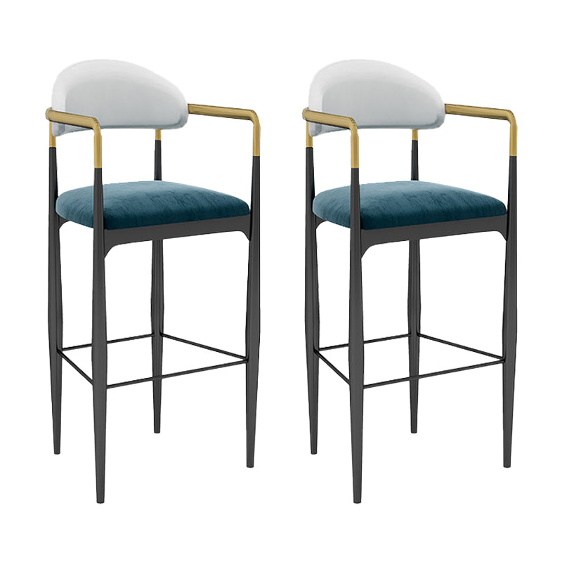 Modern Armless Backrest Counter Stool Iron Bar Stool with Cushion for Dining Room