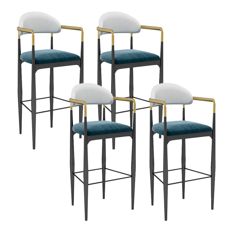Modern Armless Backrest Counter Stool Iron Bar Stool with Cushion for Dining Room