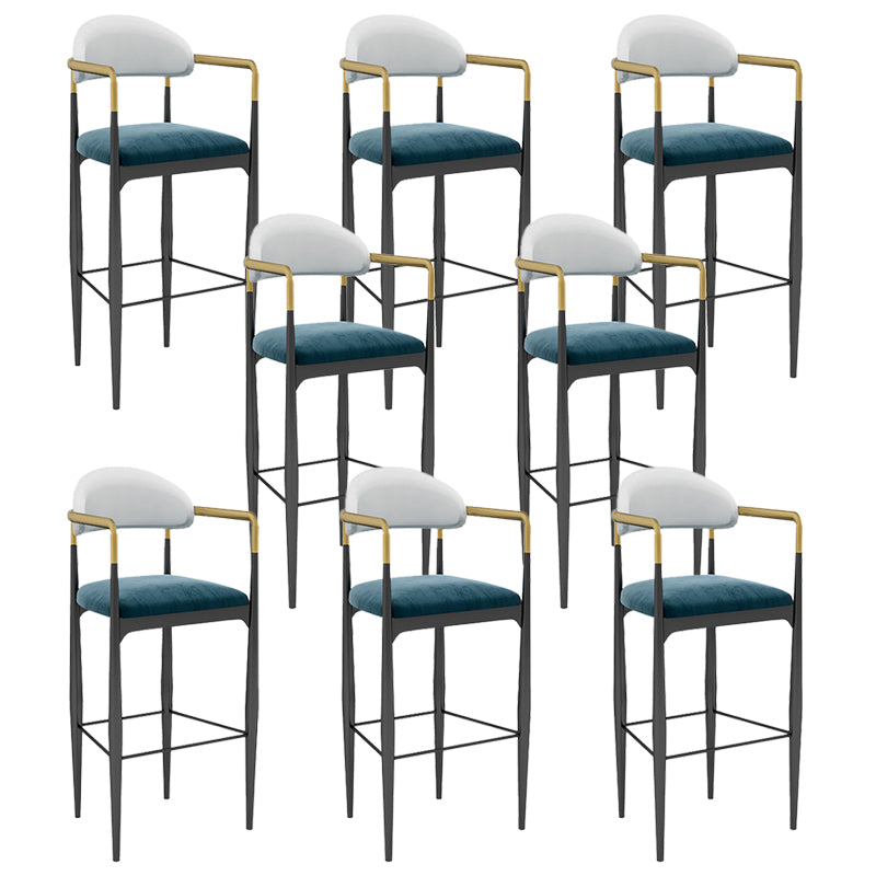 Modern Armless Backrest Counter Stool Iron Bar Stool with Cushion for Dining Room