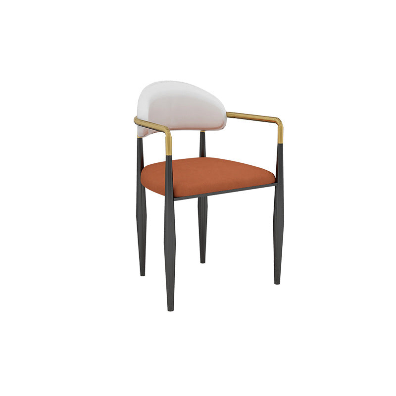 Modern Armless Backrest Counter Stool Iron Bar Stool with Cushion for Dining Room