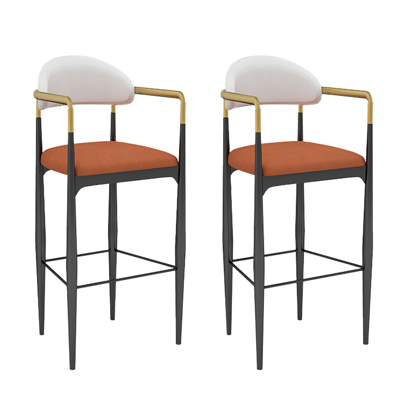 Modern Armless Backrest Counter Stool Iron Bar Stool with Cushion for Dining Room