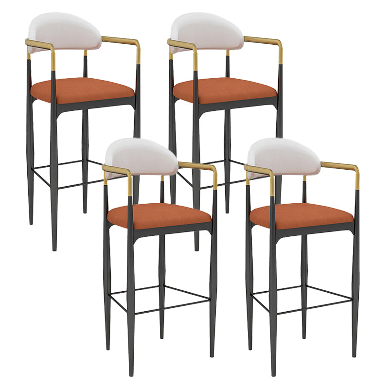 Modern Armless Backrest Counter Stool Iron Bar Stool with Cushion for Dining Room