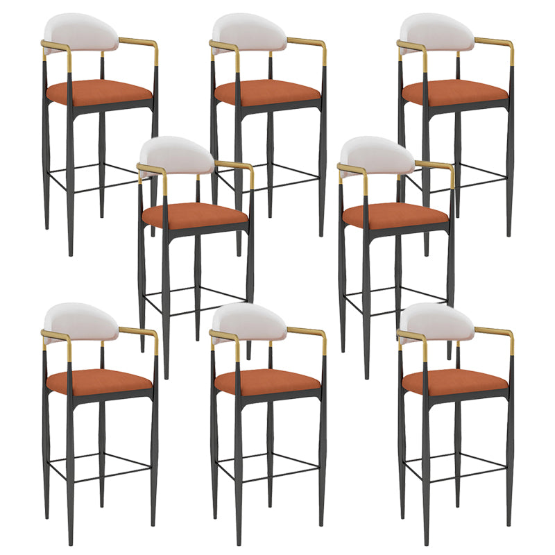 Modern Armless Backrest Counter Stool Iron Bar Stool with Cushion for Dining Room