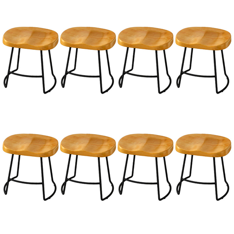 Modern Armless Backless Counter Stool Pine Wood Bar Stool with Pedal for Cafe