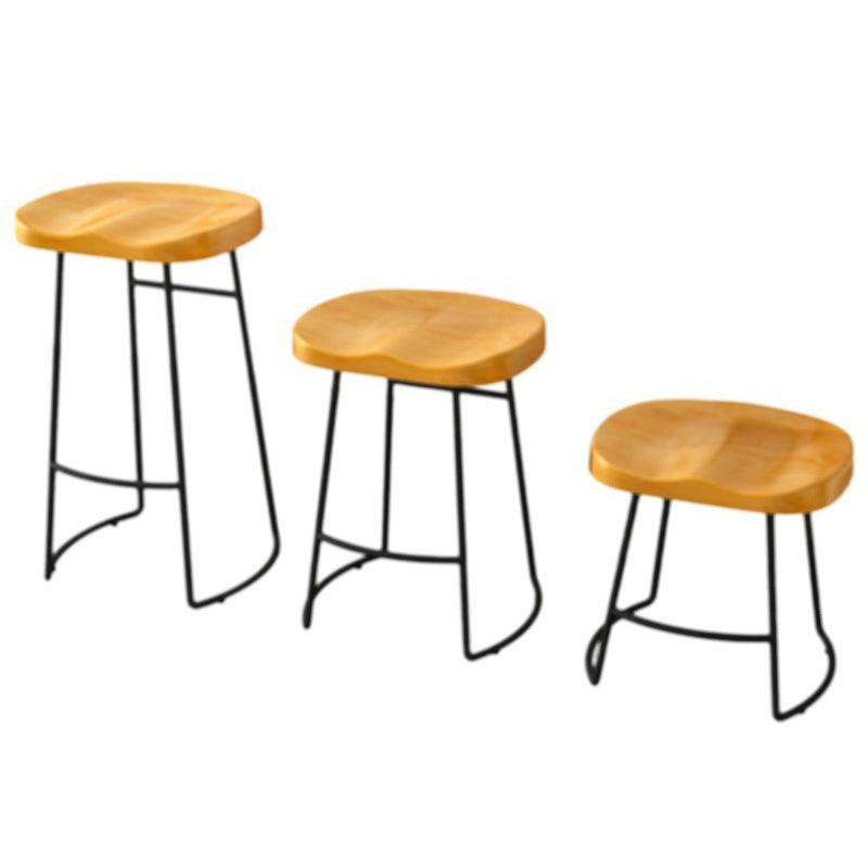 Modern Armless Backless Counter Stool Pine Wood Bar Stool with Pedal for Cafe