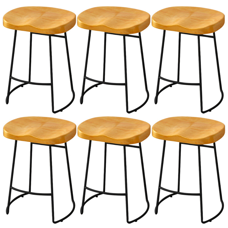 Modern Armless Backless Counter Stool Pine Wood Bar Stool with Pedal for Cafe